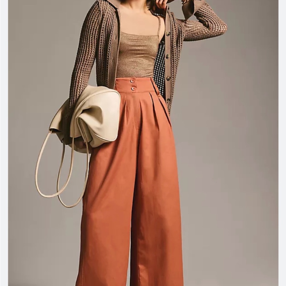 Anthropologie Elegant Terracotta Wide-Leg Pants